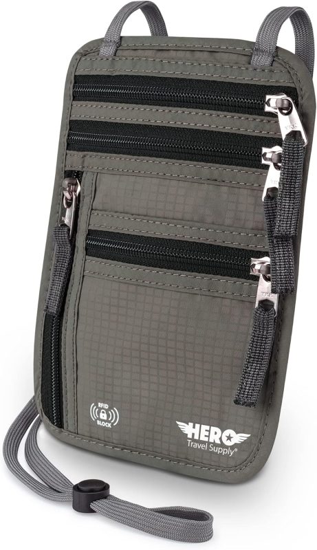 Neck Wallet, RFID Blocking Passport Holder, Easy to Conceal Travel Pouch